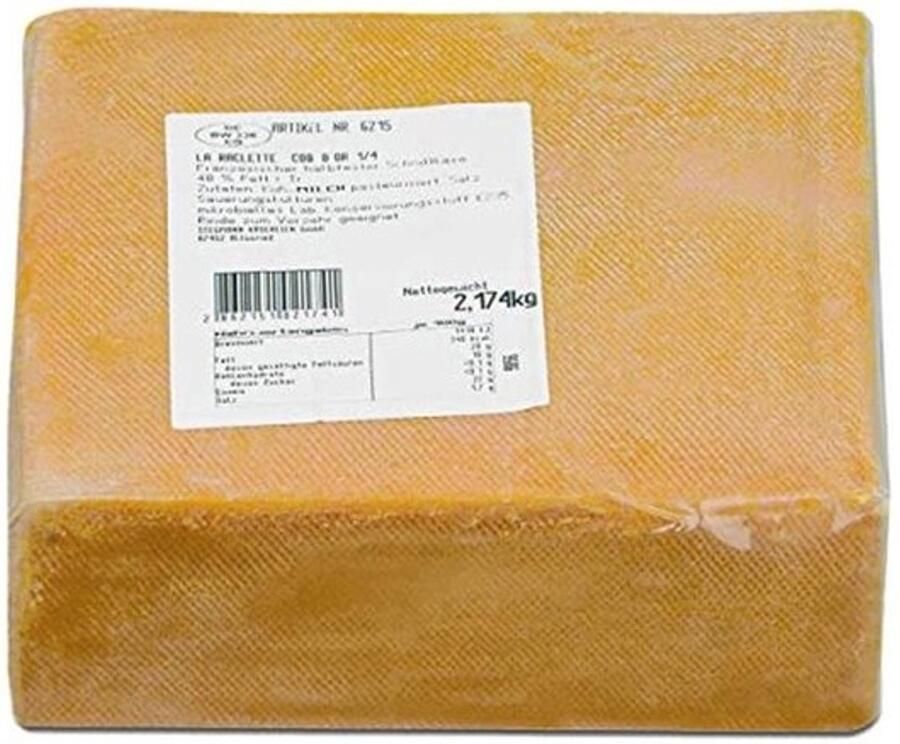 Raclette-kaas 1 4 2 kg Franse halfvaste snijkaas voor gourmetten en fondue Glutenvrij en vegetarisch