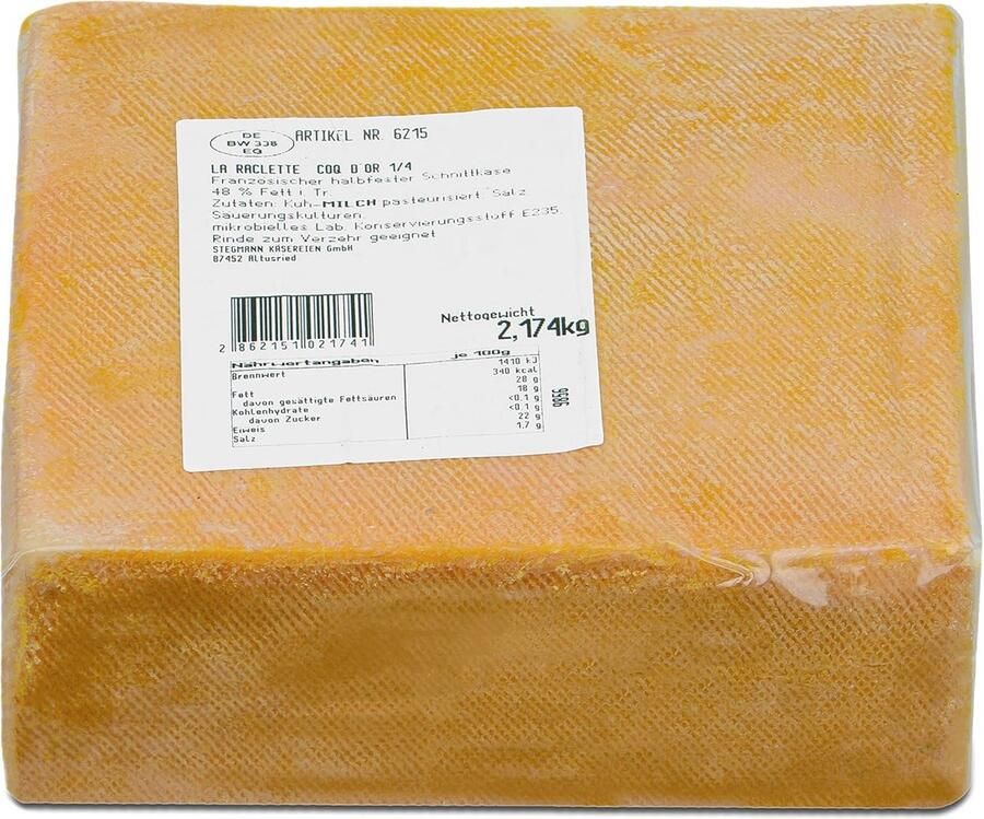 Raclette-kaas 1 4 2 kg Franse halfvaste snijkaas voor gourmetten en fondue Glutenvrij en vegetarisch - Foto 1