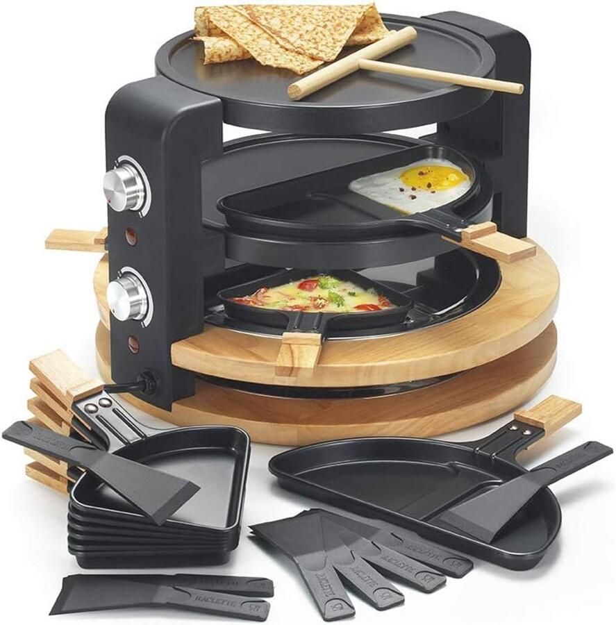 Raclette machine voor 8-10 personen met grill en crêpemaker