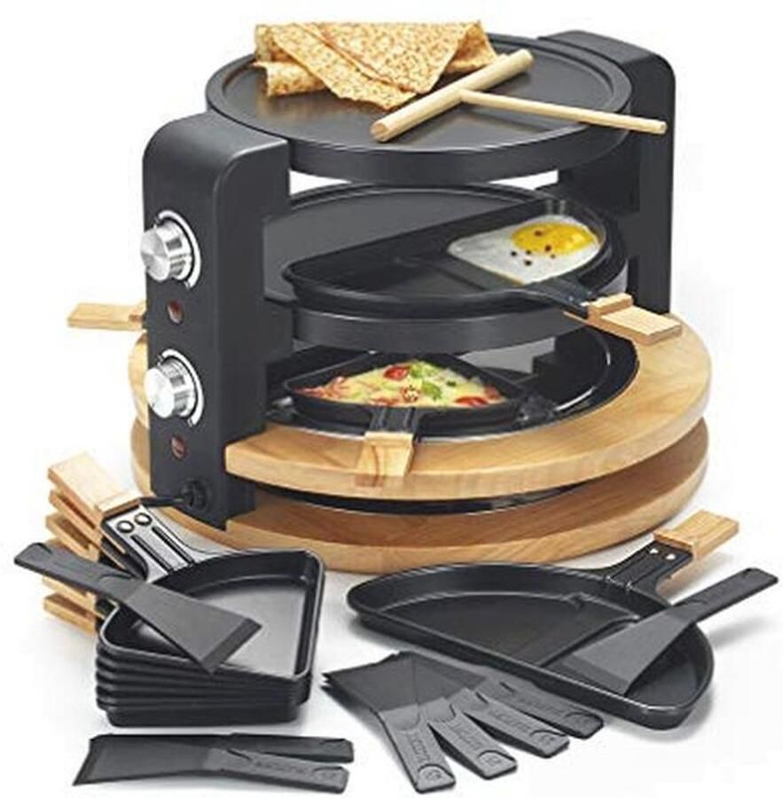 Raclette machine voor 8-10 personen met grill en crêpemaker