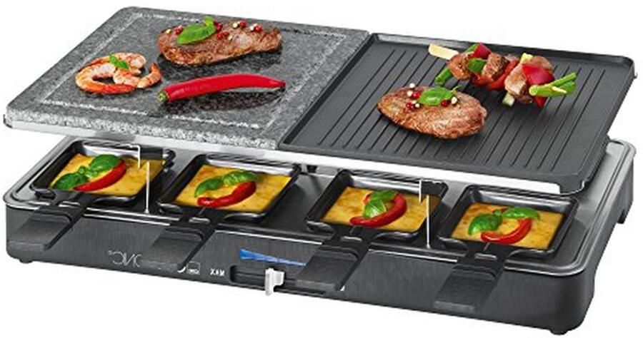 Raclette met hete steen Elektrische grillplaat Binnen grill Gezellig eten Omkeerbare gietijzeren plaat 46 cm diameter