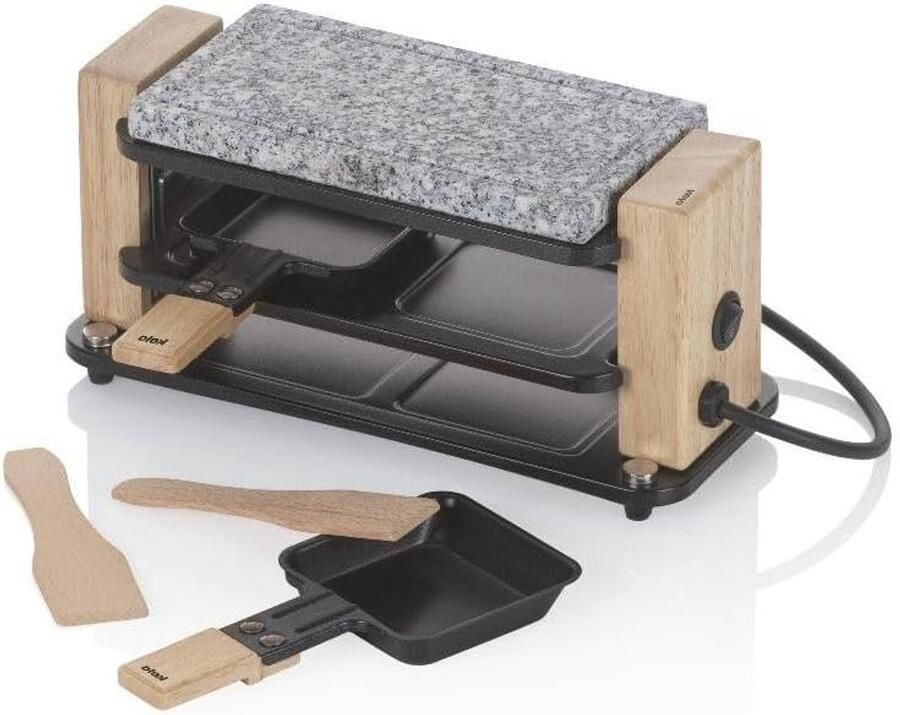 Raclette met steen Mini grill Gezellige avonden Steenplaat 2 personen Zwart graniet