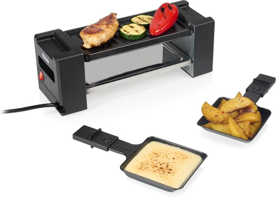 Raclette Mini Grill 400 W Voor 2 Personen Compact Ontwerp Met Antiaanbaklaag Gelijkmatige Warmteverdeling En Eenvoudig Reinigen RA-2751
