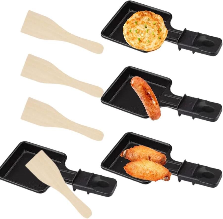 Raclette Pannen Kaaspannen Set Kaas Smelten Antiaanbaklaag 4 Stuks Meerkleurig