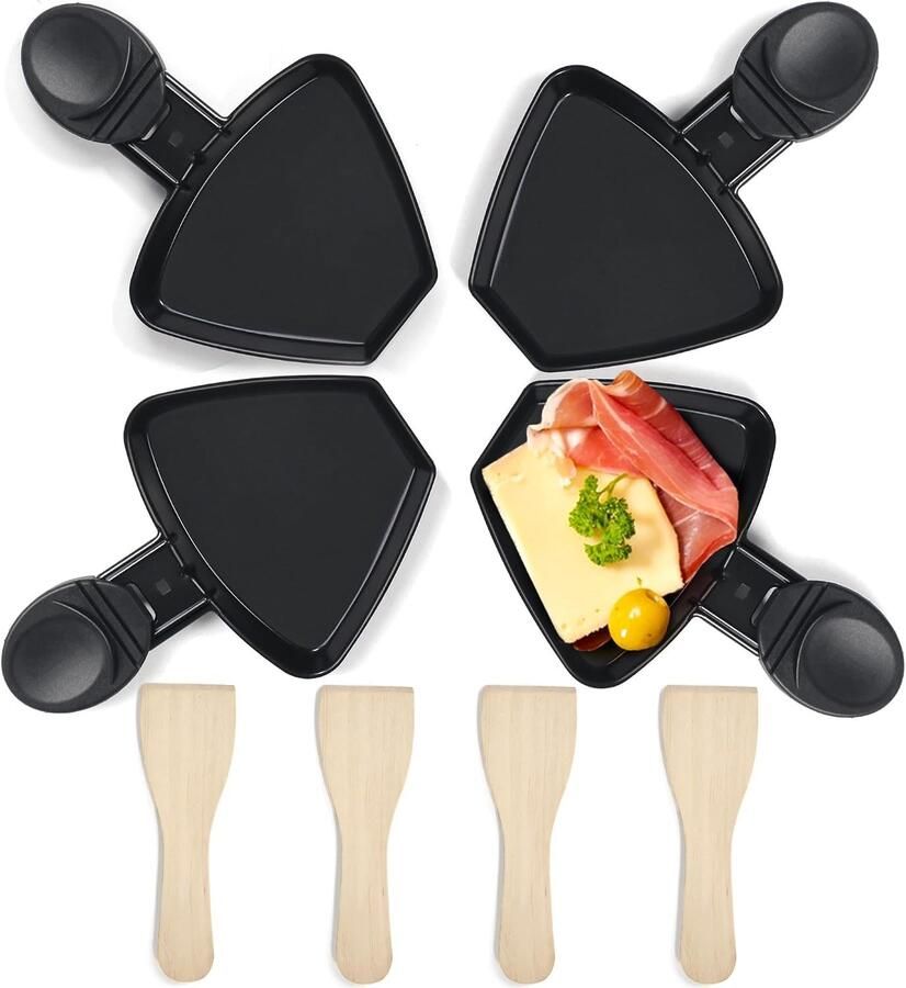 Raclette Pannetjes Perzik 18 x 8 x 1 5 cm Gemaakt van Geraffineerd IJzer met Antiaanbaklaag Voor Gezond Koken