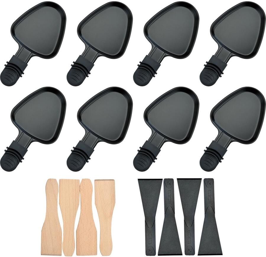 Raclette Pannen Set van 8 met Non-Stick Coating Zwart