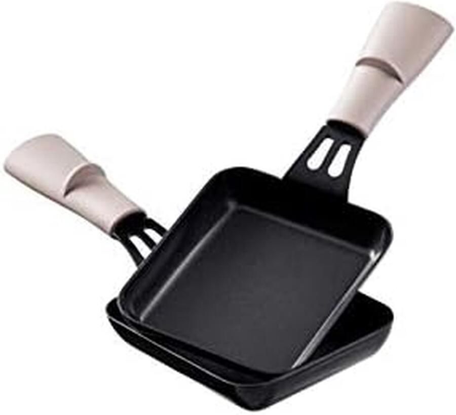 Raclette Pannenset Pannen Rectangulair Gezellig Tafelen Met Mineraal Handvat 2 Stuks Mineral