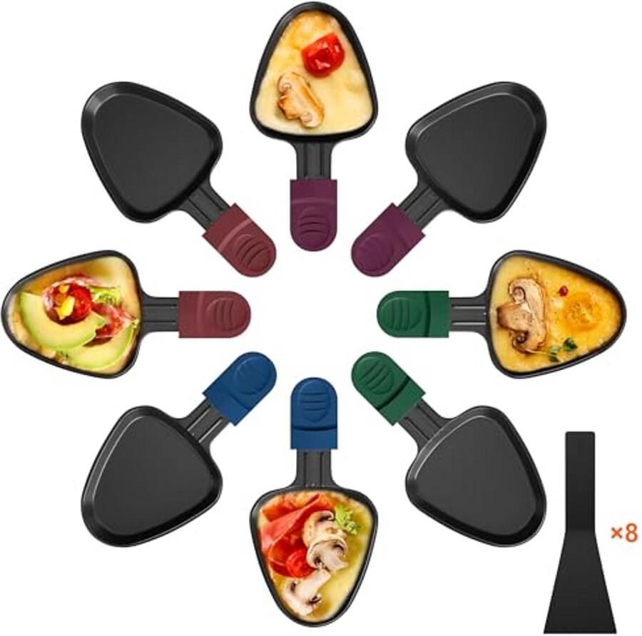 Raclette pannetjes Grill accessoires Gezellige avonden Antiaanbaklaag 8 stuks Kleurrijk