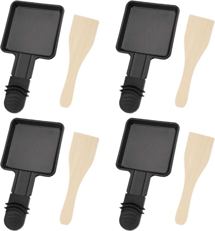 Raclette Pannetjes Kaas Smelt Pannen Snelle Snacks Maken Anti-aanbaklaag Duurzaam 18x9cm Zwart