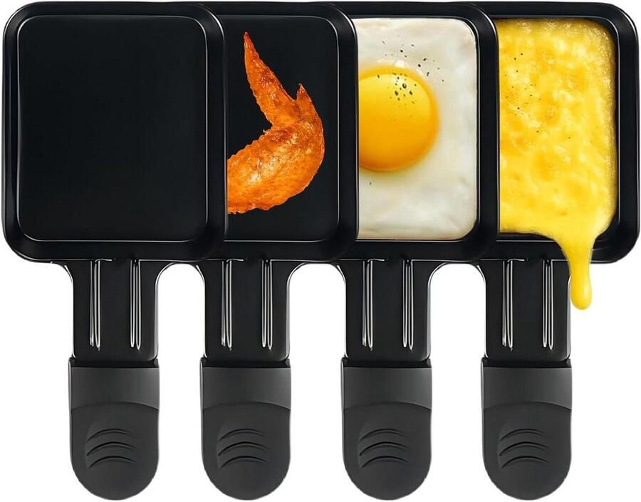 Raclette Pannetjes Mini Kaasbakjes Gezellig Tafelen Anti-aanbaklaag 4 Stuks Zwart