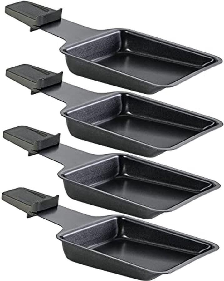 Raclette pannetjes Pannen set Gezellig eten Antiaanbaklaag 4 stuks Groen