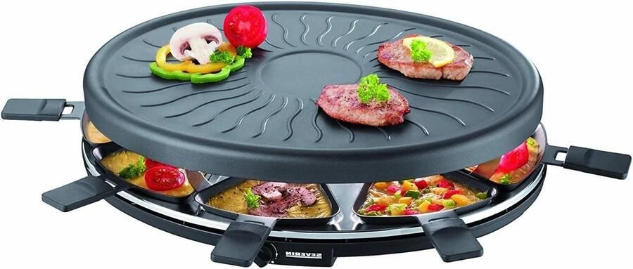 Raclette Partygrill Elektrische Grill Gezellig Tafelen Voor 8 Personen 425 cm Lengte Zwart