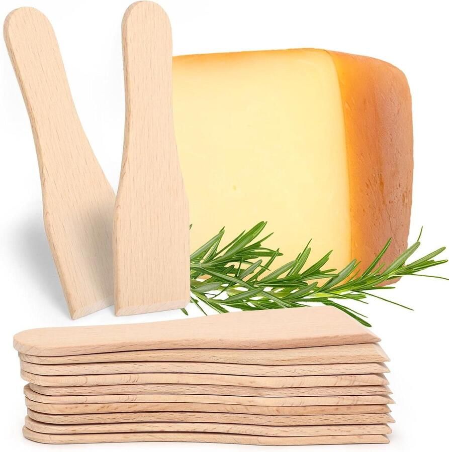 Raclette Schrapers Houten Spatels Kaas Smelten Zacht Voor Pannen 12 Stuks Houtkleur