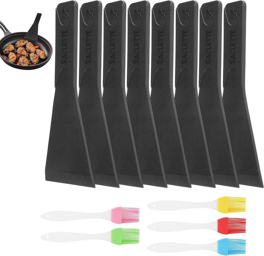Raclette Set met 8 Stukken Antiaanbak Spatels voor Kaas Ideaal voor Barbecues en Pannen Perfect voor Gezellige Avonden en Feestjes