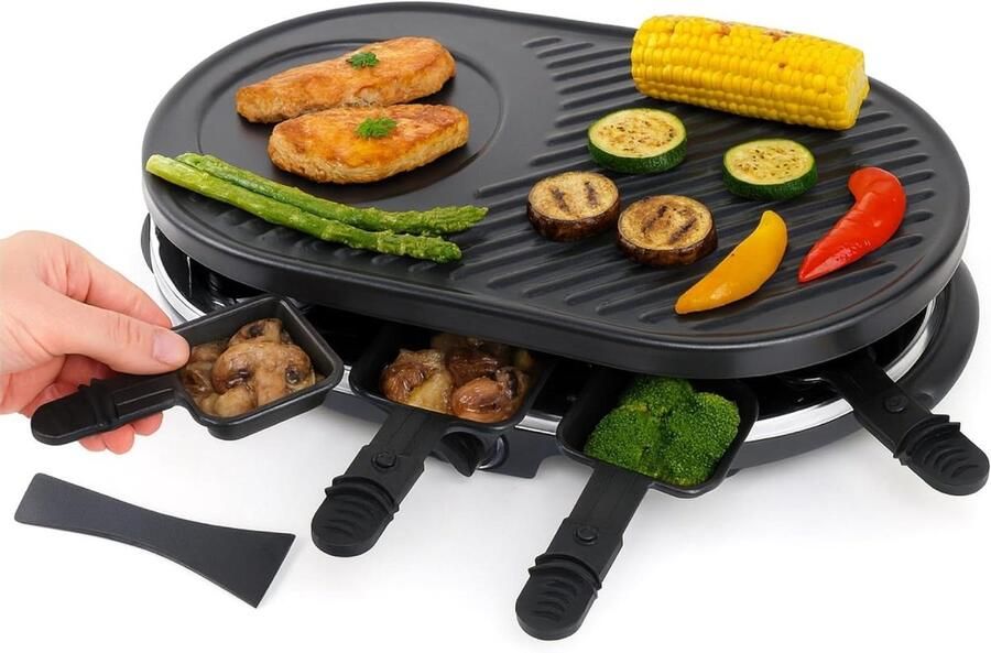 Raclette Set Tafelgrill Gezellig Tafelen Voor 8 Personen 30 x 30 x 25 cm Zwart