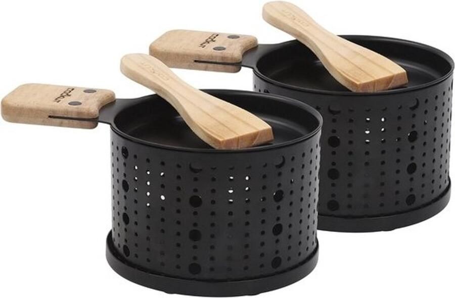 Raclette Set voor 2 Personen Maak Kaas Gesmolten in 3 Minuten Perfect voor Raclette Avonden Kaasfondue of Picnics Inclusief Houten Spatel Zwart