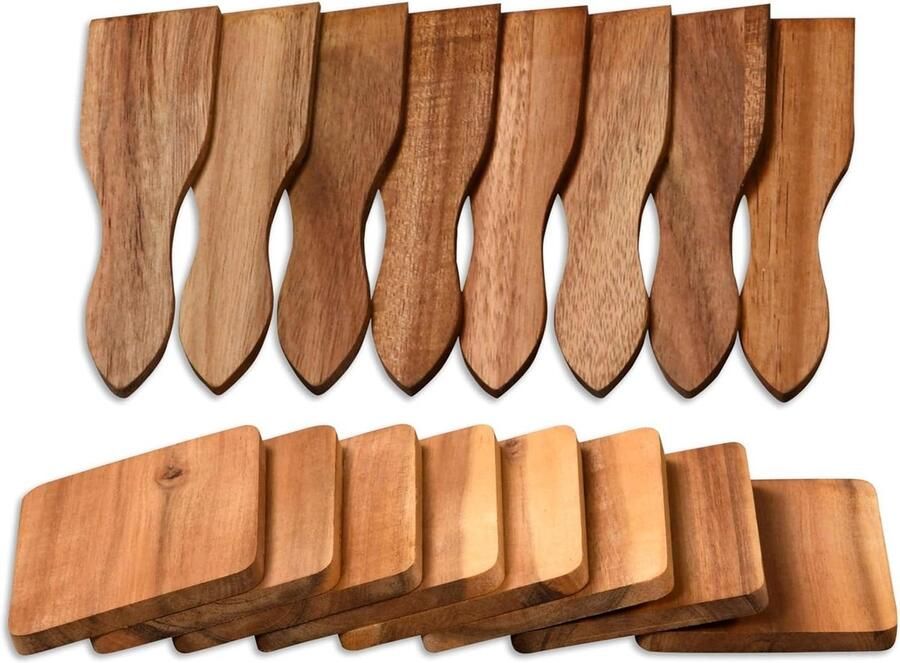 Raclette Spatel en Plankjes Houten Raclette Set Gezellig Tafelen FSC Gecertificeerd Hout 8 Stuks Bruin