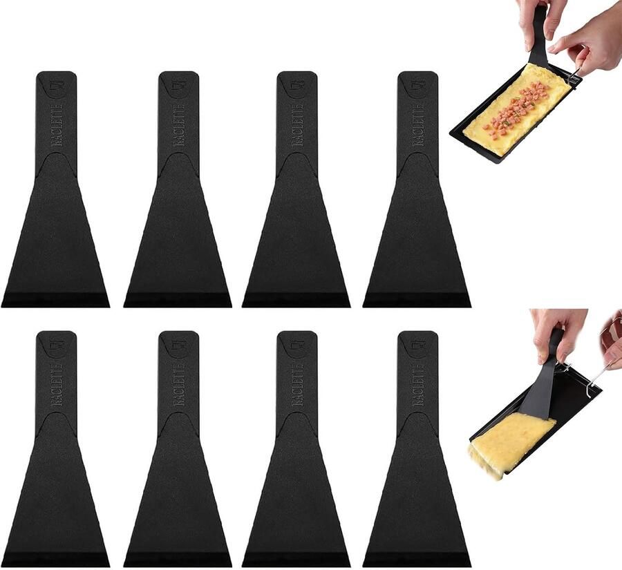 Raclette Spatel Set Zwart 13 5 x 5 cm Hittebestendig Nylon Voor Kaasgrill en Fondue