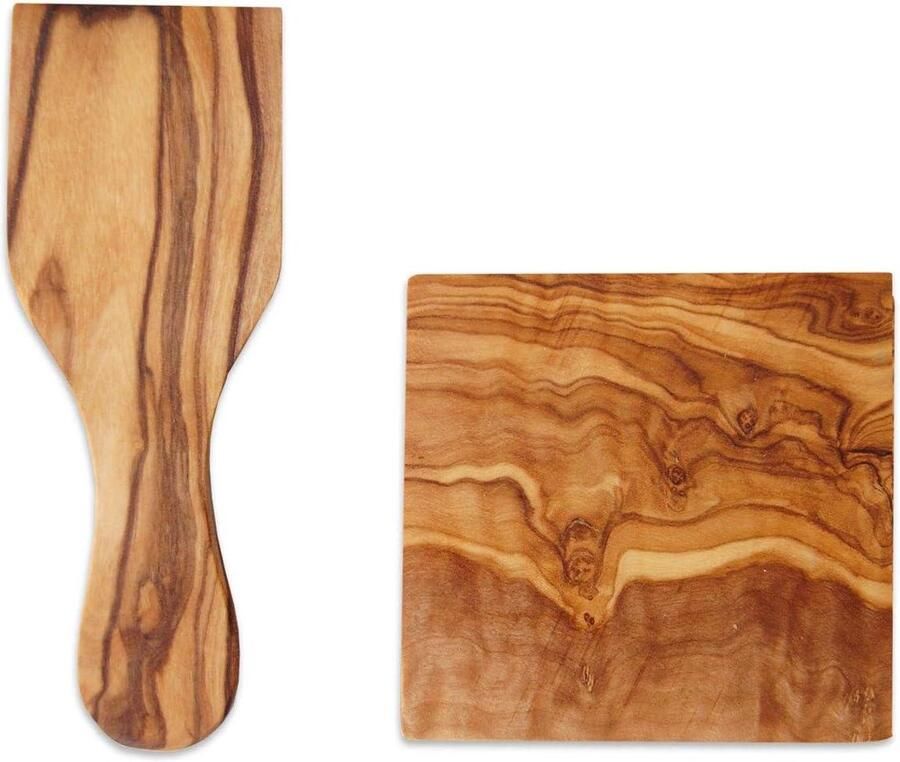 Raclette spatels en onderzetters Houten pannenhouders Tafel beschermen Hittebestendig olijfhout 8 stuks Houtkleur