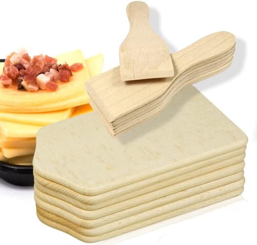 Raclette spatels en plankjes set hittebestendige schrapers en onderzetters