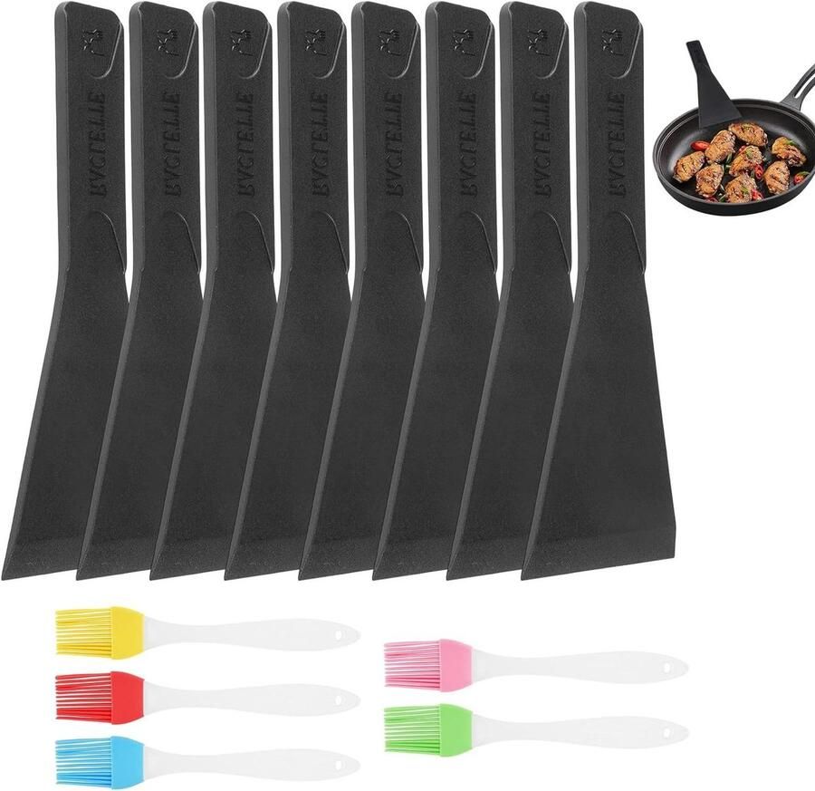 Raclette spatels Kaas schuivers Gezellig tafelen Anti-aanbaklaag 8 stuks Zwart
