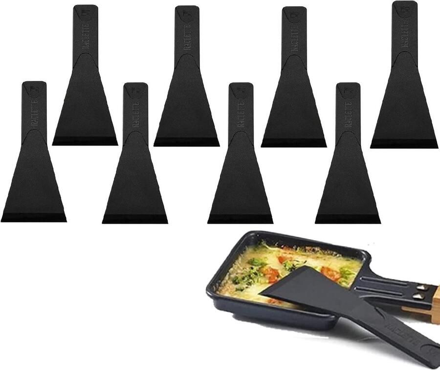 Raclette Spatula Set van 8 Stuks Spatel Schep en Schraper voor Koken Grillen en Bakken Ideaal voor Kaas Pizza en Antiaanbakpannen