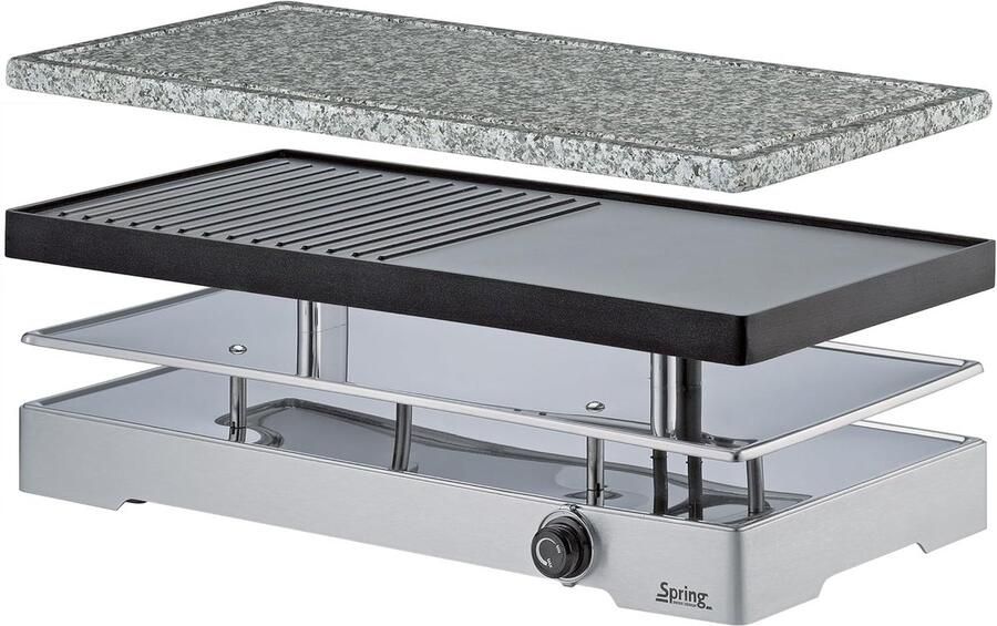 Raclette Tafelgrill Elektrisch Grillen Gezellig Eten Dubbele Grillplaat 425 x 145 x 215 cm Zilver