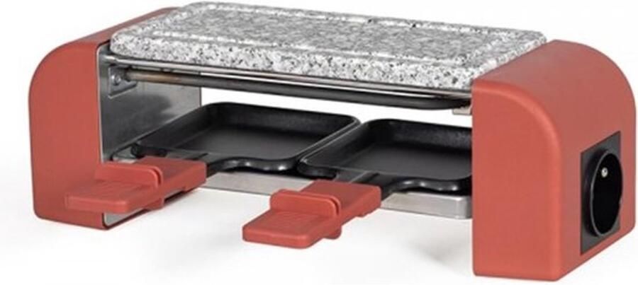 Raclette voor 2 Compact Grillen Gezellig Eten Graniet Oppervlak 20x10 cm Grill Rood