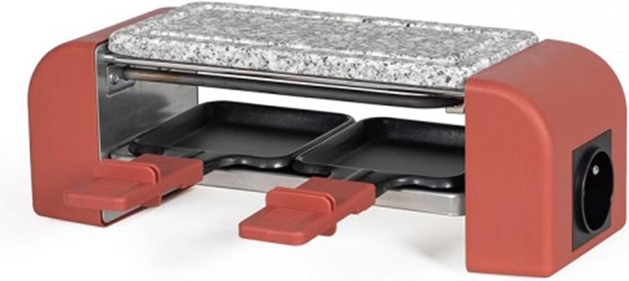 Raclette voor 2 Compact Grillen Gezellig Eten Graniet Oppervlak 20x10 cm Grill Rood