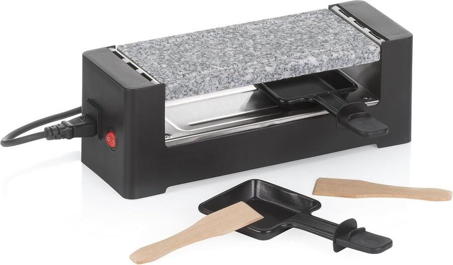 Raclette met steen Grillplaat Gezellig tafelen Hete steen functie Voor 2 personen Zwart