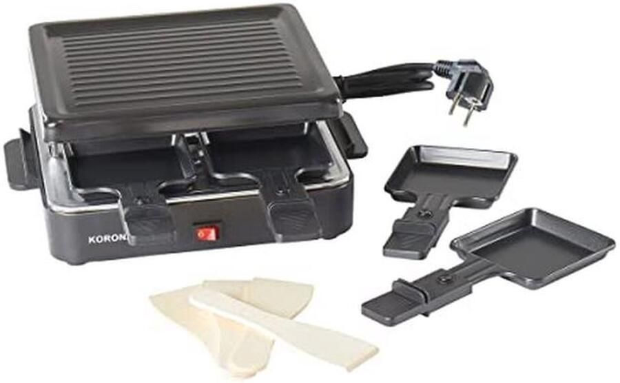 Raclette voor 4 Personen met Antiaanbaklaag en Grillplaat 600 Watt