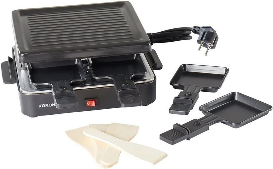 Raclette Grill Compact Tafelgrill Gezellig Tafelen Antiaanbaklaag Voor 4 personen Zwart