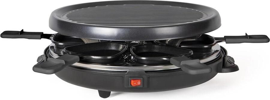 Raclette voor 6 Binnen Grills Gezellig Eten Afneembare Grillplaat 29 x 29 cm Zwart