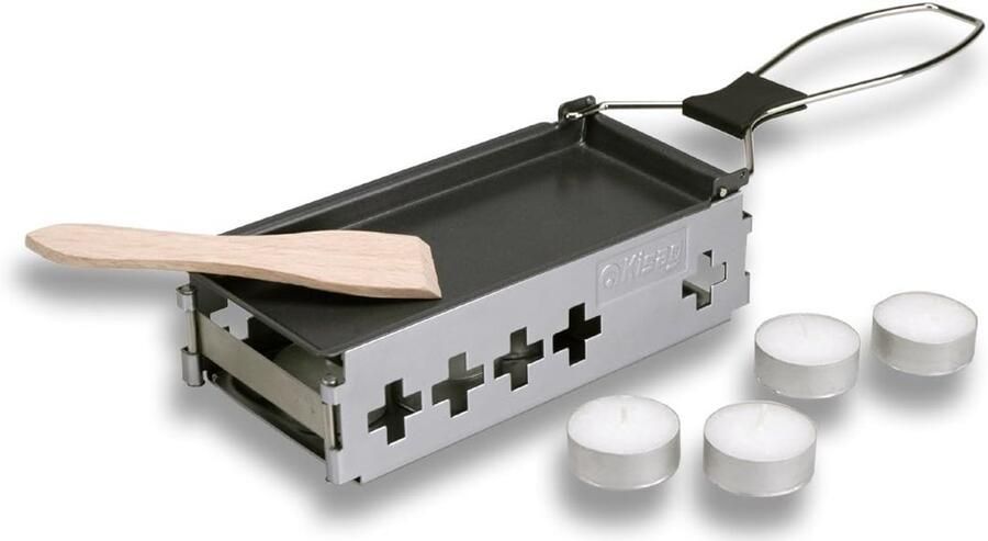 Racletteapparaat Kaarslicht Mini Raclette Persoonlijk Diner Inklapbaar Ruimtebesparend 23x10x9 cm Wit