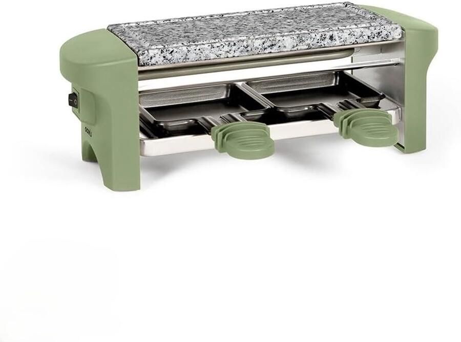 Racletteapparaat voor 2 personen Dubbel raclette set Gezellig eten Granieten bakplaat 350 Watt Groen
