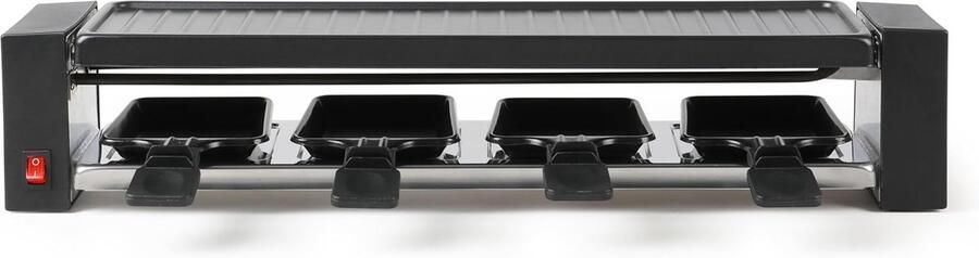 Racletteapparaat voor 4 Elektrisch gourmetstel Gezellig eten Afneembare grillplaat 42 x 11 cm Zwart - Foto 1