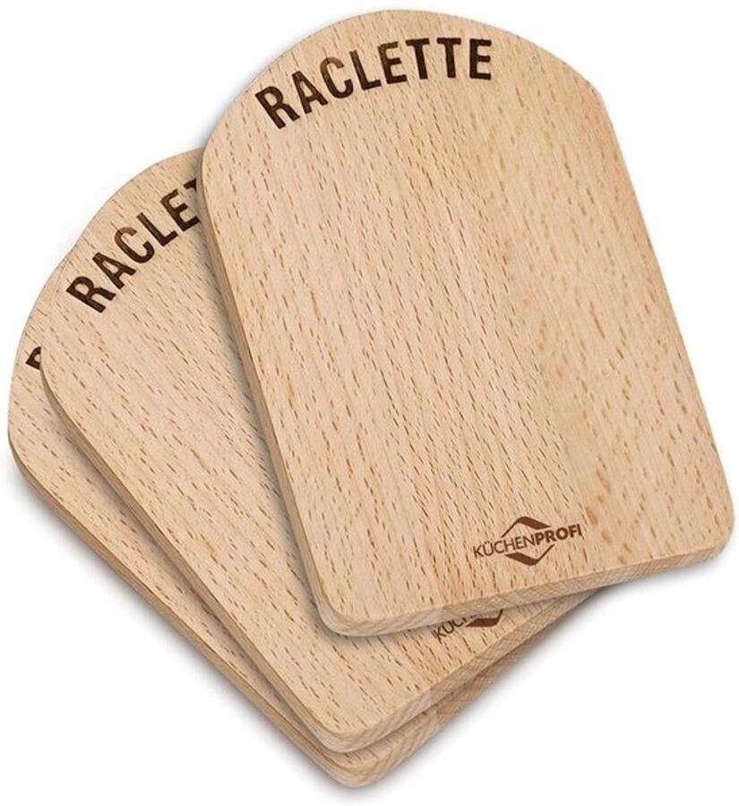 Raclettebordjes houten set van 4 met stalen platen bruin
