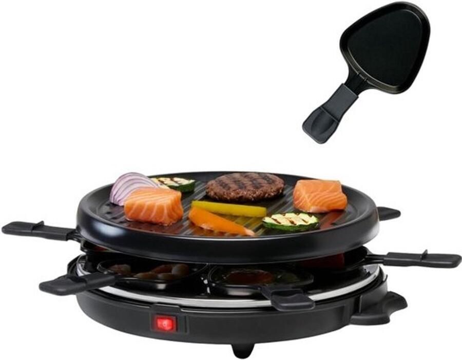 Raclettegrill Gourmetset Samen tafelen 8 personen 800 Watt Zwart