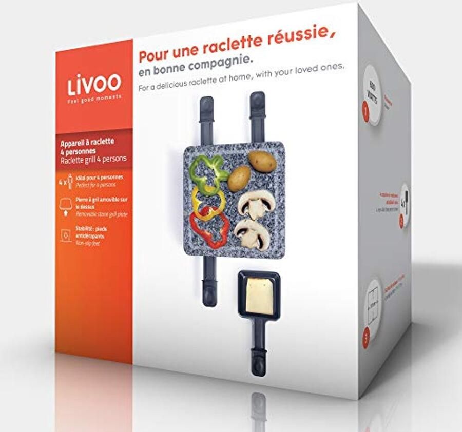 Raclettemachine voor 4 personen met 600W en grillsteen