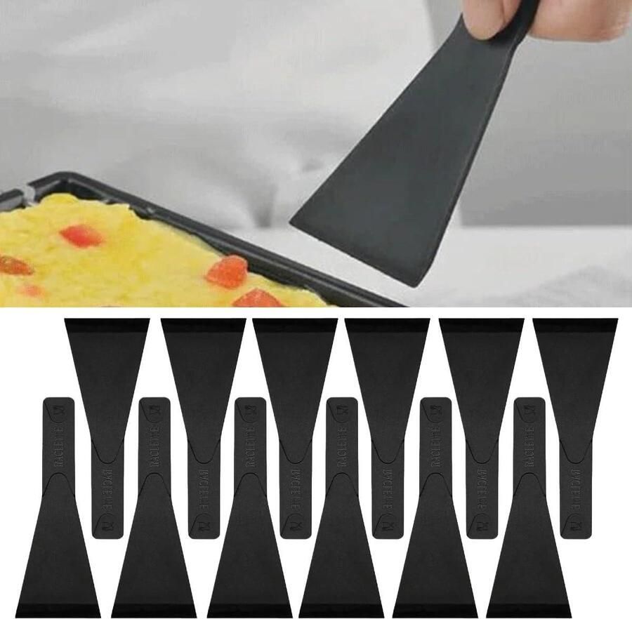 Racletteschraper Nylon Kaasschraper Set Gezellig Eten Hittebestendig Materiaal 12 Stuks Zwart