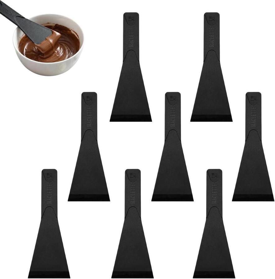 Raclettespatels Kaasschraper Set Kaas Gratinéren Hittebestendig Nylon 13.5 x 5 CM Zwart