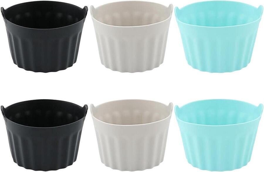 Ramekins voor Airfryer Siliconen Mallen Bakken en Koken Met Handvatten 65 cm Diameter Grijs Blauw Zwart