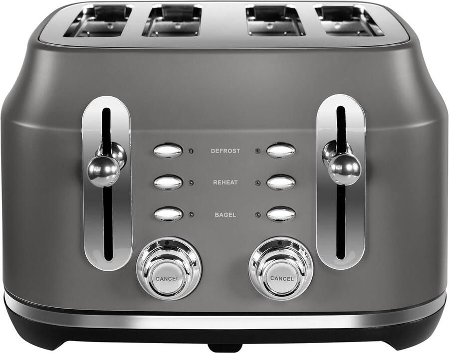 Rangemaster Classic Grey 4-slice broodrooster Perfect bruinen met 6 niveaus lift-and-look bagel- ontdooi- en opwarmfunctie