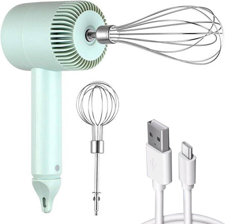Rechargeable 3 Speeds USB Hand Mixer Portable Electric Mixer with 2 Whisks