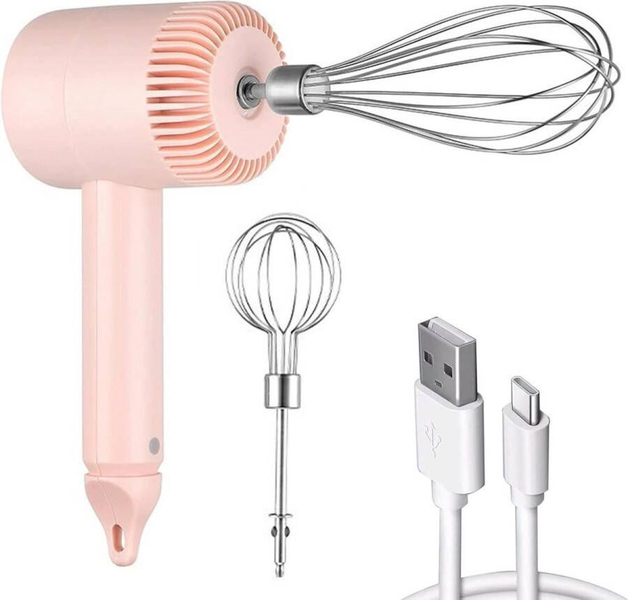 Rechargeable Hand Mixer 3 Speeds USB Rechargeable Portable Electric Hand Mixer with Stainless Steel Whisks Baking Cream Milk Frother
