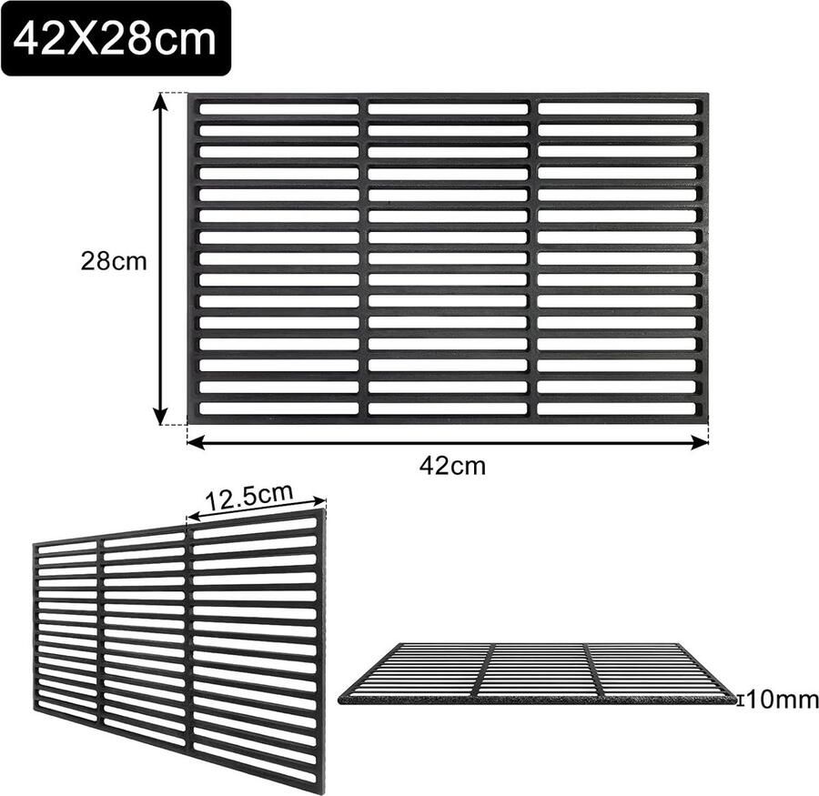 Rechthoekig Gietijzeren Grillrooster voor Gas- en Houtskoolbarbecue