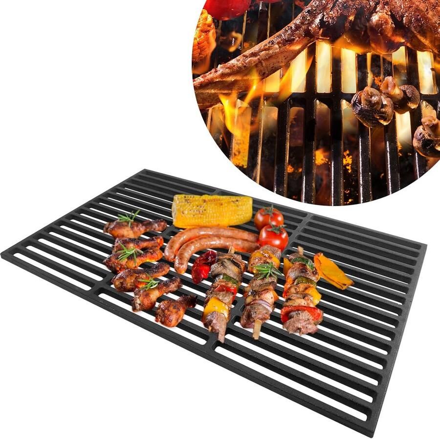Rechthoekig Gietijzeren Grillrooster voor Gas- en Houtskoolgrills (28x42 cm)