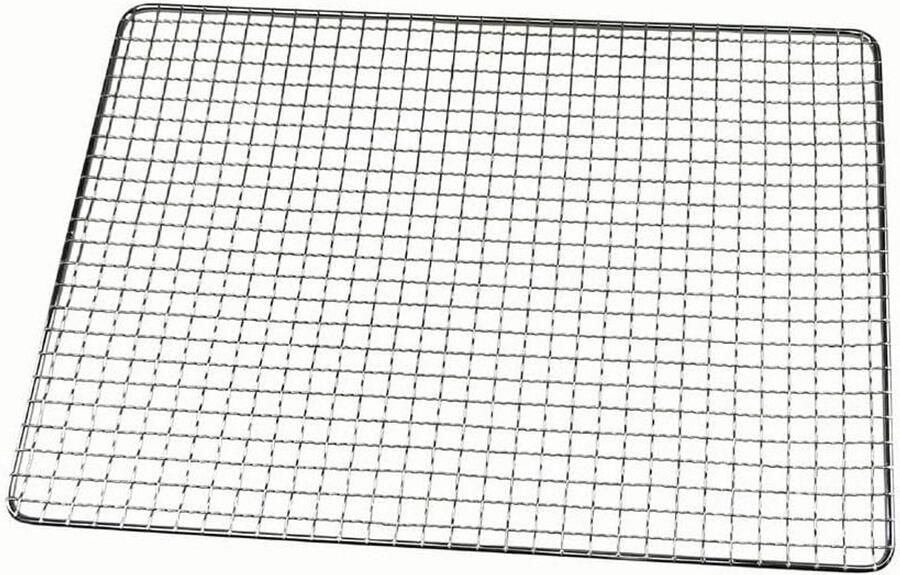Rechthoekig Grill Net Barbecue Rack Buiten Koken Roestbestendig Gegalvaniseerd 50 x 30 CM Zilverkleurig