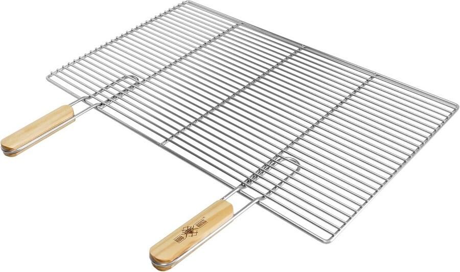 Rechthoekig Roestvrijstalen Grillrooster met Handvatten 67x40 cm Voedselveilig