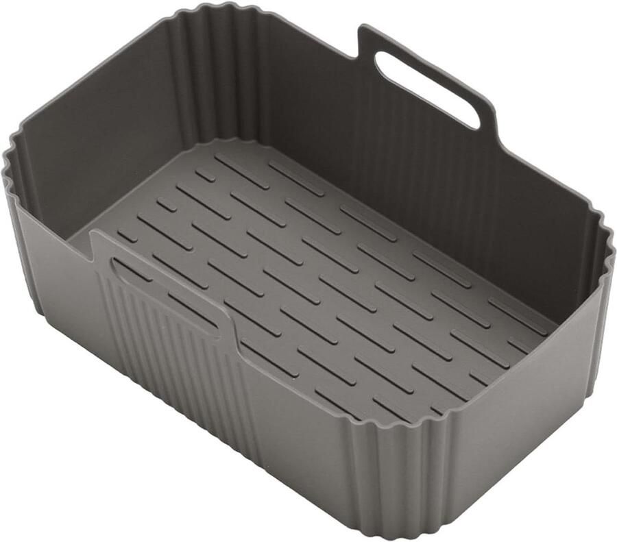 Rechthoekige Airfryer Mand Siliconen Bakvorm Gezond Bakken Antiaanbaklaag 19 x 12 x 6 cm Grijs